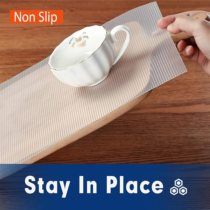 Shelf Liner, Drawer Liner, 20 Inches x 10 FT Cabinet Liner for Kitchen Cabinets Non-Adhesive Shelf Liners, Waterproof Shelf Paper with Non-Slip, Durable Liners, Clear