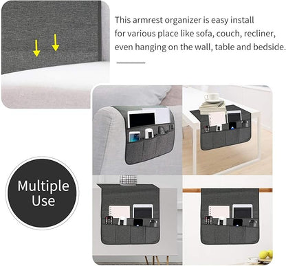 SYSOV Sofa Armrest Organizer, Remote Control Holder for Recliner Couch, Arm Chair Caddy with 6 Pockets for Magazine, Tablet, Phone, iPad