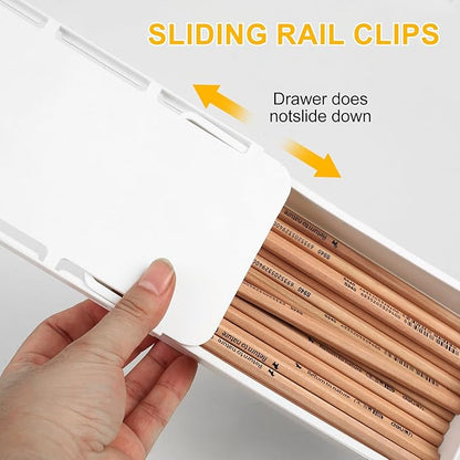 2pcs Under Desk Drawers - Self-Adhesive Hidden Undermount, Slide-Out Storage Organizer for Office & Home (S+L Size)