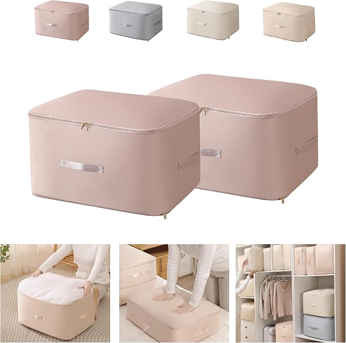 Ultra Space Saving Self Compression Organizer,Packing Cubes,Waterproof And Moisture-Proof,High Capacity,For Blankets Clothes Duvet Comforter（Pink 21.2 * 16.2 * 23.6 In-2pcs）