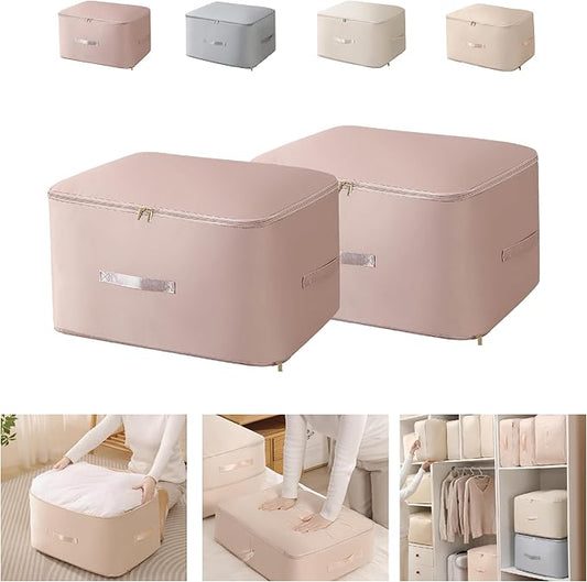 Ultra Space Saving Self Compression Organizer,Packing Cubes,Waterproof And Moisture-Proof,High Capacity,For Blankets Clothes Duvet Comforter（Pink 21.2 * 16.2 * 23.6 In-2pcs）