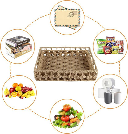 2 Pack File Folders Organizer,Woven Storage Basket for Folders,Mail,Letter,Office Supplies Desk Accessories for Women,Paper Letter Tray Desk Organizer,Stackable File Storage Desktop Organizer