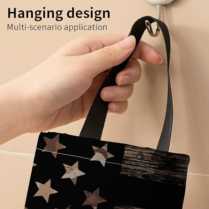 Plastic Bag Holder, Wall Mount Grocery Bag Organizer, Funny Hanging Trash Bag Storage Dispenser for Home Kitchen Cute Flag