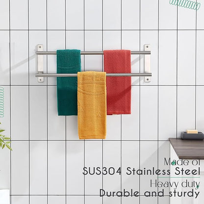 KOKOSIRI 20 Inch Bath Towel Bars Double Towel Racks Bathroom Towel Holder Towel Storage Towel Shelves Wall Mount Stainless Steel Brushed Nickel B5010BR-L20