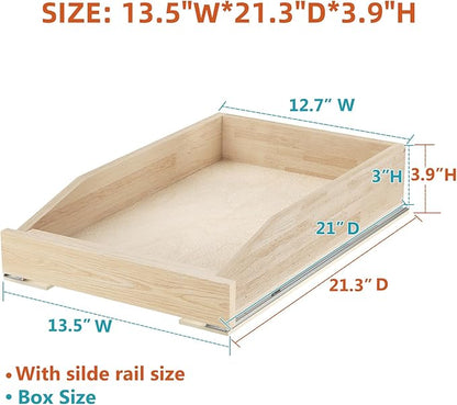 Pull Out Cabinet Drawer 13½” W x 21” D, Soft Close Pull Out Cabinet Organizer, Pull Out Shelves Requires at Least 14½” Cabinet Opening, Bottom Assembly