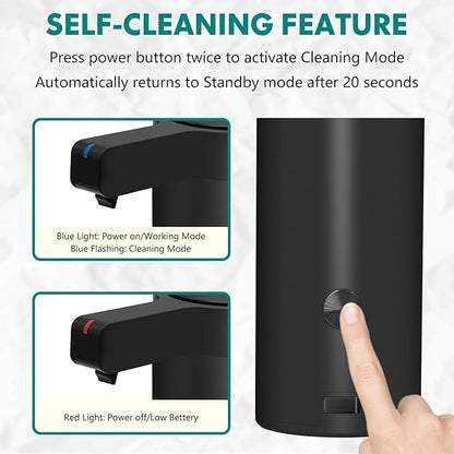 Mamiddle Automatic Soap Dispenser Stainless Steel with Sensor Infrared 9 oz. Soap Dispenser Electric IPX5 Waterproof USB-C Charging Motion Sensor for Kitchen & Bathroom (Black)