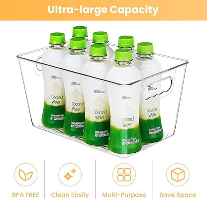 YIHONG Clear Plastic Storage Bins, 8 Pack Pantry Organizer Bins with Handle for Kitchen, Freezer,Cabinet,Closet Organization and Storage