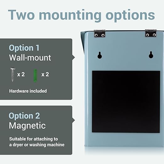 Magnetic Lint Bin for Laundry Room, 2.5L Capacity, Laundry Trash Can, Meadow Blue, Wall Mounted, Satisfaction Guarantee