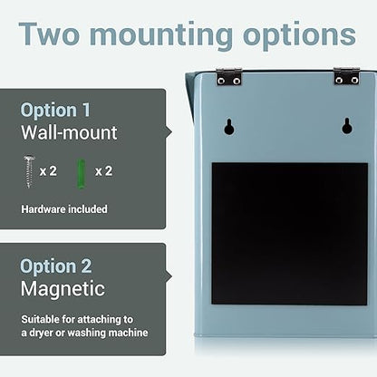 Magnetic Lint Bin for Laundry Room, 2.5L Capacity, Laundry Trash Can, Meadow Blue, Wall Mounted, Satisfaction Guarantee