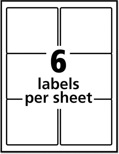 Avery Removable ID Labels, Sure Feed Technology, Removable Adhesive, 3-1/3" x 4", 150 Labels (6464) (Pack of 5)