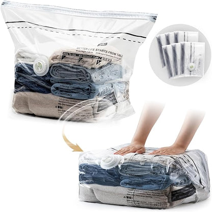 TAILINK Cube Vacuum Storage Bags, 6 Pack Medium Size (25x19x11 inch), Vacuum Seal Bags for Clothing, Compression Packing for Clothes, Blankets, Baby Clothes, No Pump Needed
