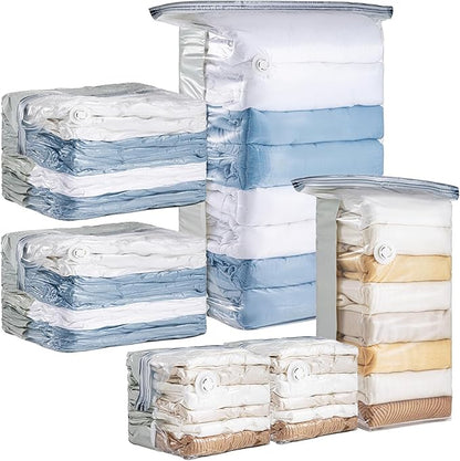 TAILINK 6 Pack Vacuum Storage Bags, Cube Combo (3 Jumbo+3 Medium), Vacuum Seal Bags for Clothing, Bedding, Blanket, Space Saving Closet Organization