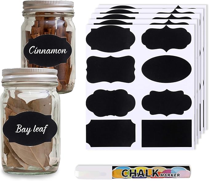 96 Pack Chalk Label, for Marking Kids, Dog, Cat, Ferret Treats, Bottles & Kitchen Food Containers, Includes Writing Pen