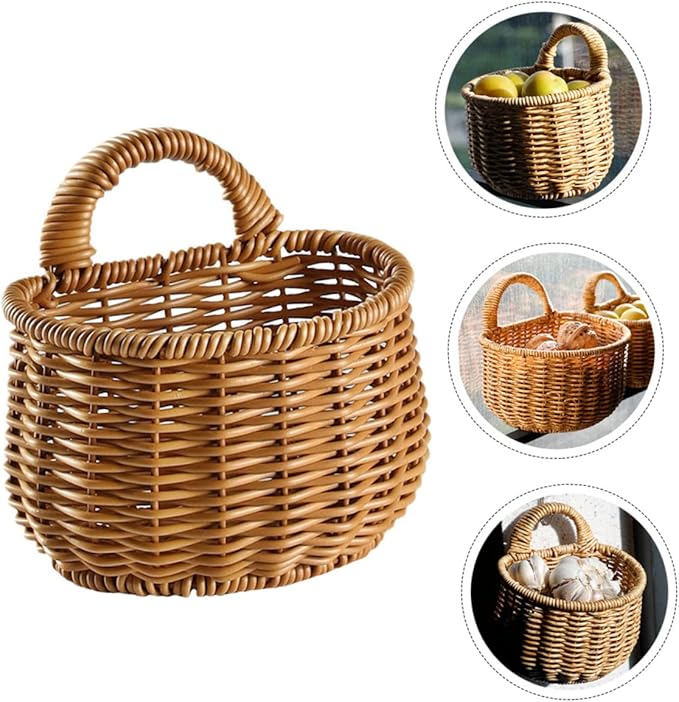 Multi-function Wall-mounted Storage Basket for Kitchen Woven Organizer for Garlic Eggs and Vegetables Rustic Decorative Basket for Organization