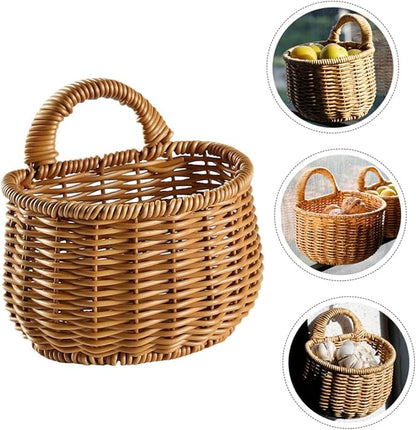 Multi-function Wall-mounted Storage Basket for Kitchen Woven Organizer for Garlic Eggs and Vegetables Rustic Decorative Basket for Organization