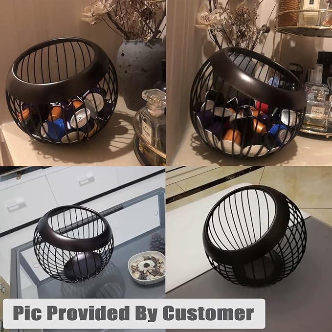 Charmount Coffee Pod Holder, Large Capacity K Cup Holder and Espresso Pod Holder, Coffee Pod Organizer for Keurig K-Cup Storage and Espresso Capsule Holder, Coffee Bar Accessory, Fruit Basket (Brown)