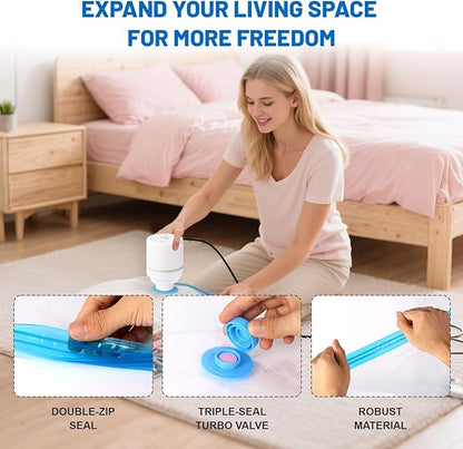 Vacuum Storage Bags for Clothing,With Electric Air Pump Space Saving Compression Bags,Waterproof, 80% Storage Reduction,20 Pack Vacuum Seal Bags (5 Jumbo, 5 Large, 5 Medium, 5 Small) for Clothes