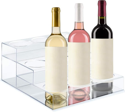 Acrylic Coffee Syrup Organizer Rack | 9 Bottle, 3 Tier Rack | Bar Counter-Top Display Stand | Kitchen, Pantry, Fridge Storage Organizer for Syrups, Wine, Soda, Beer