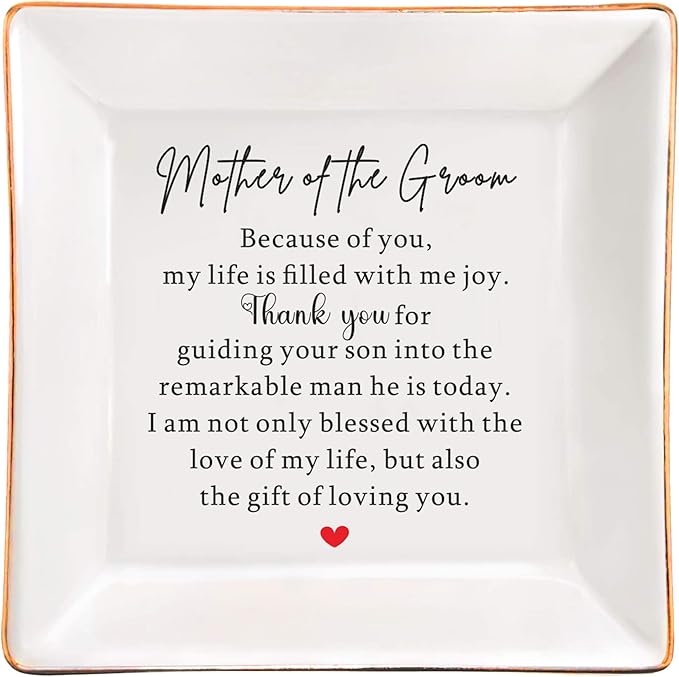 AZVAUUY Jewelry Trays for Women, Daughter, Mother of the Bride, Wedding Gift Jewelry Holder Ring Dish (Mother of the groom)