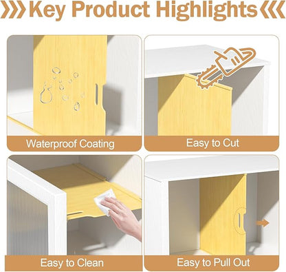 4 Set Trim-to-Fit Wood Tray Dividers for Cabinet, Cookie Sheet Organizer, Multi Layer Embedded Plug-in Board Storage, Cuttable DIY Storage Divider Insert for Kitchen Bedroom Cabinet Closet
