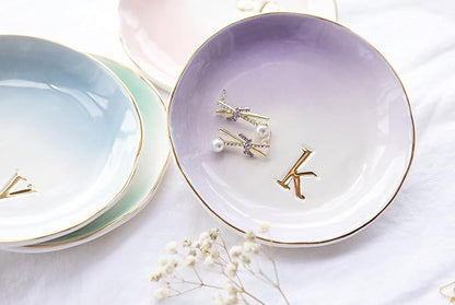 COLLECTIVE HOME - Ceramic Jewelry Tray, Decorative Trinket Dish for Rings Earrings Necklaces Bracelet Watch Keys, Birthday Mother's Day Christmas Gift for Women, 4.75", Colored Surface (K)