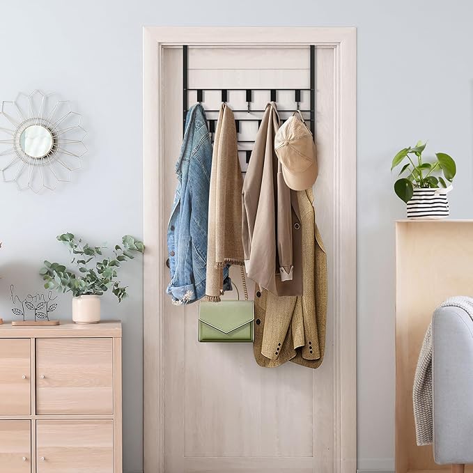 PAPAGIFTREE Over The Door Hooks for Hanging, 14 Hook Over Door Hanger and Towel Rack for Bathroom