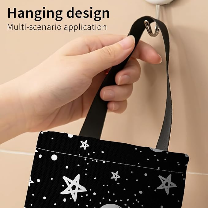 Plastic Bag Holder, Wall Mount Grocery Bag Organizer, Funny Hanging Trash Bag Storage Dispenser for Home Kitchen Cute Moon Star