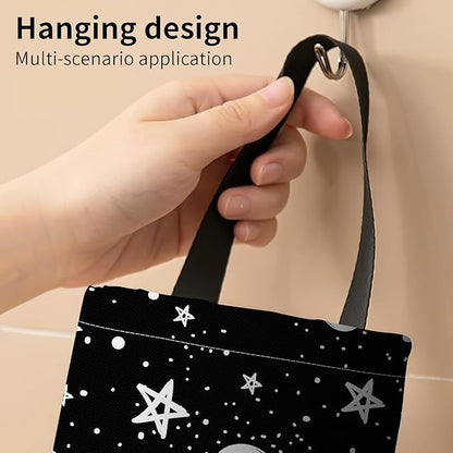 Plastic Bag Holder, Wall Mount Grocery Bag Organizer, Funny Hanging Trash Bag Storage Dispenser for Home Kitchen Cute Moon Star