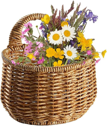 Cabilock Hanging Woven Storage Basket for Kitchen Decorative Garlic and Ginger Organizer Rattan Egg Holder Wall-Mounted Basket for Home Capacity Easy to Clean