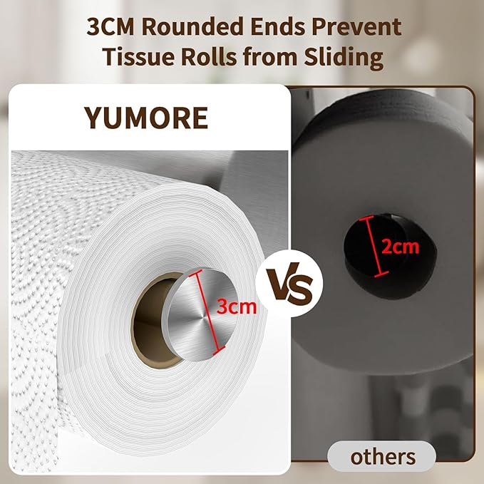 YUMORE Toilet Paper Holder, 304 Stainless Steel Bathroom Double Roll Tissue Holder with Shelf, Wall Mounted Washroom Dual TP Dispenser Storage, Flushable Wipes Dispenser, Brushed Nickel Finish