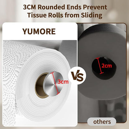 YUMORE Toilet Paper Holder, 304 Stainless Steel Bathroom Double Roll Tissue Holder with Shelf, Wall Mounted Washroom Dual TP Dispenser Storage, Flushable Wipes Dispenser, Brushed Nickel Finish