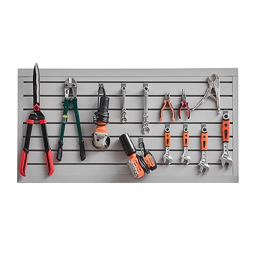 VEVOR Slat Wall Paneling, 2 x 4 ft, PVC Garage Slatwall with Modular Design, Grey Slat Wall Easy-to-Install Adjustable Slatwall Panel with Coupling Structure & DIY Cutting, Fits for Storage & Display