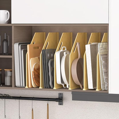 sandpaint 6 Pack Wood Tray Dividers for Cabinet, Cookie Sheet Organizer for Cabinets, No-Cut Kitchen Cabinet Dividers, Cookie Trays for Kitchen, Utility Rooms, Pantry Storage