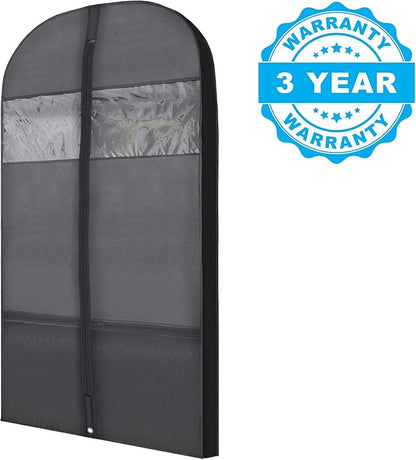 Plixio Gusseted Garment Bags Suit Bag for Travel and Clothing Storage of Dresses, Dress Shirts, Coats— Includes Zipper Pockets and Large Transparent Window (10 Pack: 54” X 24” x 3.4”)