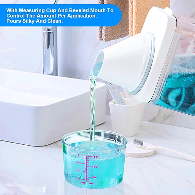 Laundry Detergent Dispenser for Laundry Room Organization and Storage, Laundry Soap Dispenser Laundry Detergent Bottle with Laundry Detergent Cup, BPA Free & PET Plastic Clear (700ML)