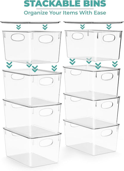 Sorbus Large Clear Plastic Storage Bins with Lids, Clear Stackable Storage Bins, Laundry Room Organizer Bins, Office, Classroom, Playroom, Bathroom, Laundry Room Organization and Storage (8 Pack)