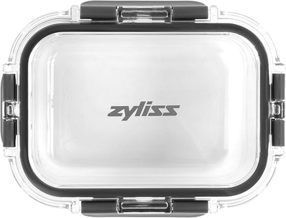 Zyliss Glass Food Storage Container 12.5oz, Shatter Resistant Borosilicate Glass, Airtight Leakproof Tritan Lid, BPA Free, Microwave, Freezer & Dishwasher Safe