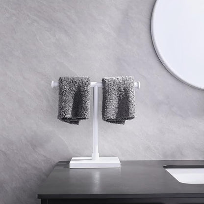 GERZWY Hand Towel Holder Standing Tree Rack for Bathroom Vanities Countertop SUS 304 Stainless Steel Towel Ring, White