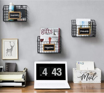 MyGift Mail Holder Storage Organizer Box Whitewashed Wood with MAIL Script Design, Desktop Letters, Bills, Notes and Postcard Bin for Home Office Dorm Room