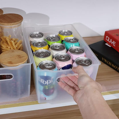 4-Pack Plastic Organizer Bins, Large Open Pantry Storage Organizing Bin, F