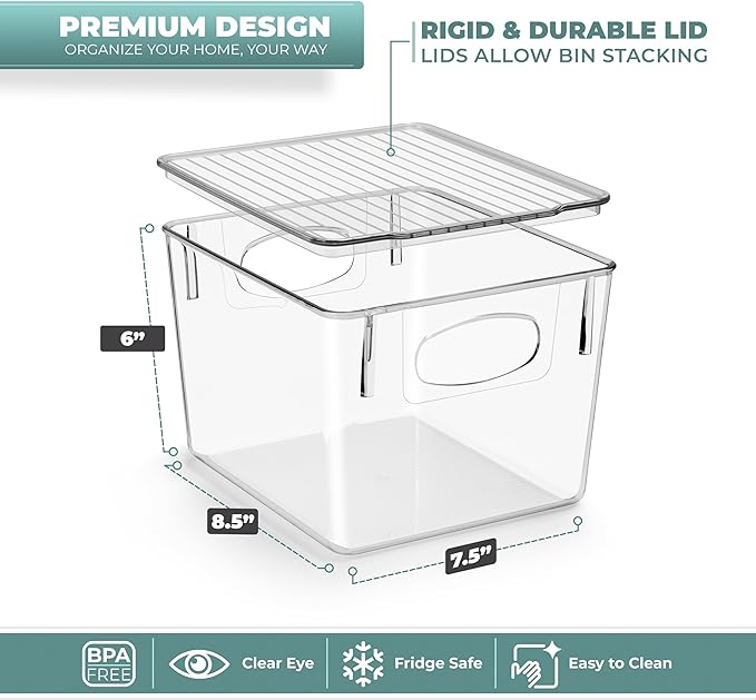Sorbus Medium Clear Plastic Storage Bins with Lids, Clear Stackable Storage Bins, Laundry Room Organizer Bins, Office, Classroom, Playroom, Bathroom, Laundry Room Organization and Storage (4 Pack)