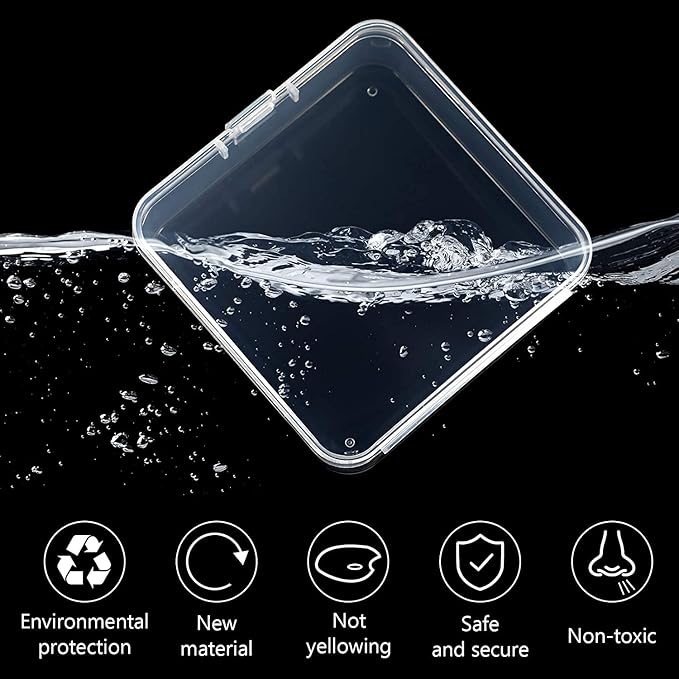 Jetec 6 Pieces Mini Plastic Clear Beads Storage Containers Box for Collecting Small Items, Beads, Jewelry, Business Cards, Game Pieces, Crafts (3.3 x 3.3 x 1.1 Inch)
