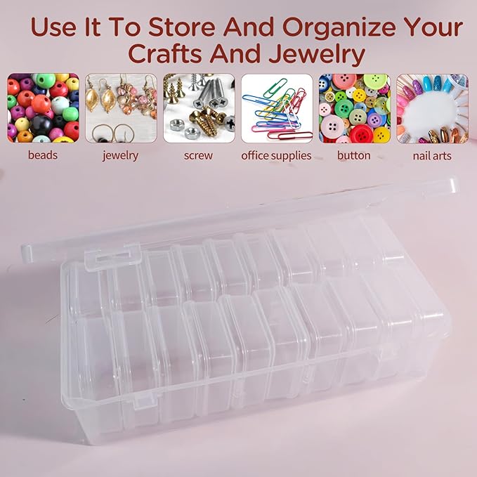 24Pack Bead Organizer Box With Hinged Lid - Clear Bead Storage Containers for Organizing DIY Jewelry Craft and Bracelet Making - Mini Plastic Bead Box (24Pack 2.15 X 2.15 X 0.8inch)