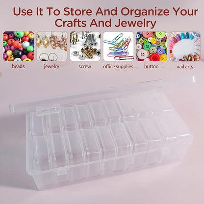24Pack Bead Organizer Box With Hinged Lid - Clear Bead Storage Containers for Organizing DIY Jewelry Craft and Bracelet Making - Mini Plastic Bead Box (24Pack 2.15 X 2.15 X 0.8inch)