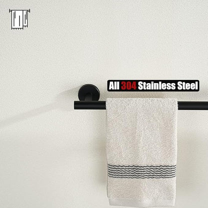 JQK Black Towel Bar, 27 Inch 304 Stainless Steel Thicken 0.8mm Towel Rack Bathroom, Towel Holder Matte Black Wall Mount, Useable Length 24 Inch 2 Pack, TB110L24-PB-P2