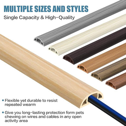 Floor Cord Covers for Wires 10FT Cable Hider Wire Cover Self Adhesive Cord Hider Floor for Offices, Homes, Workshops, Warehouses Cable Cavity 0.39" W x 0.27" H