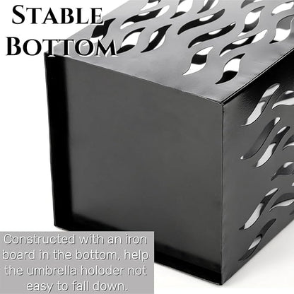 Metal Umbrella Holder, Heavy Square Canes Walking Sticks Stand Rack, Freestanding Rain Collection Umbrella Organizer, Black Umbrella Storage Bin for Entryway, Home, Office, 6.1"x6.1"x15.7"