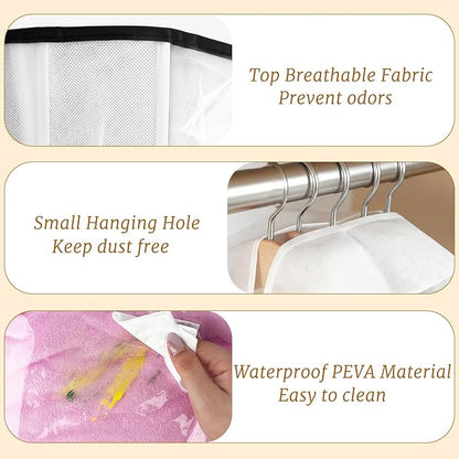 40" Long Clear Garment Bag for Hanging Clothes with Zippers, 10" Gusseted Hanging Plastic Clothes Cover for Suit, Coat, Dress, Shirt