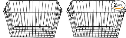 G.E.T. Heavy Duty Iron Wire Utility Storage Basket/Bin with Handles, 14" x 7" x 9" (Pack of 2)