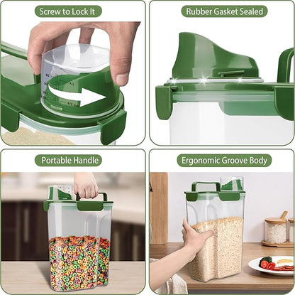 Komzon Rice Container, Airtight Rice Storage Container 10lb, Cereal Containers Storage, BPA Free Food Dispenser with Pouring Spout Handle for Flour Pasta Grain, Pet Dog Cat Bird Food Storage Container